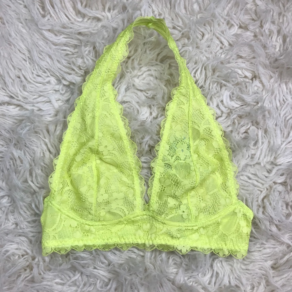Free People Lime Lace Halter Bra